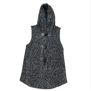 Peck & Peck Black and White Hooded Sleeveless Sweater Vest - Size Women’s Small